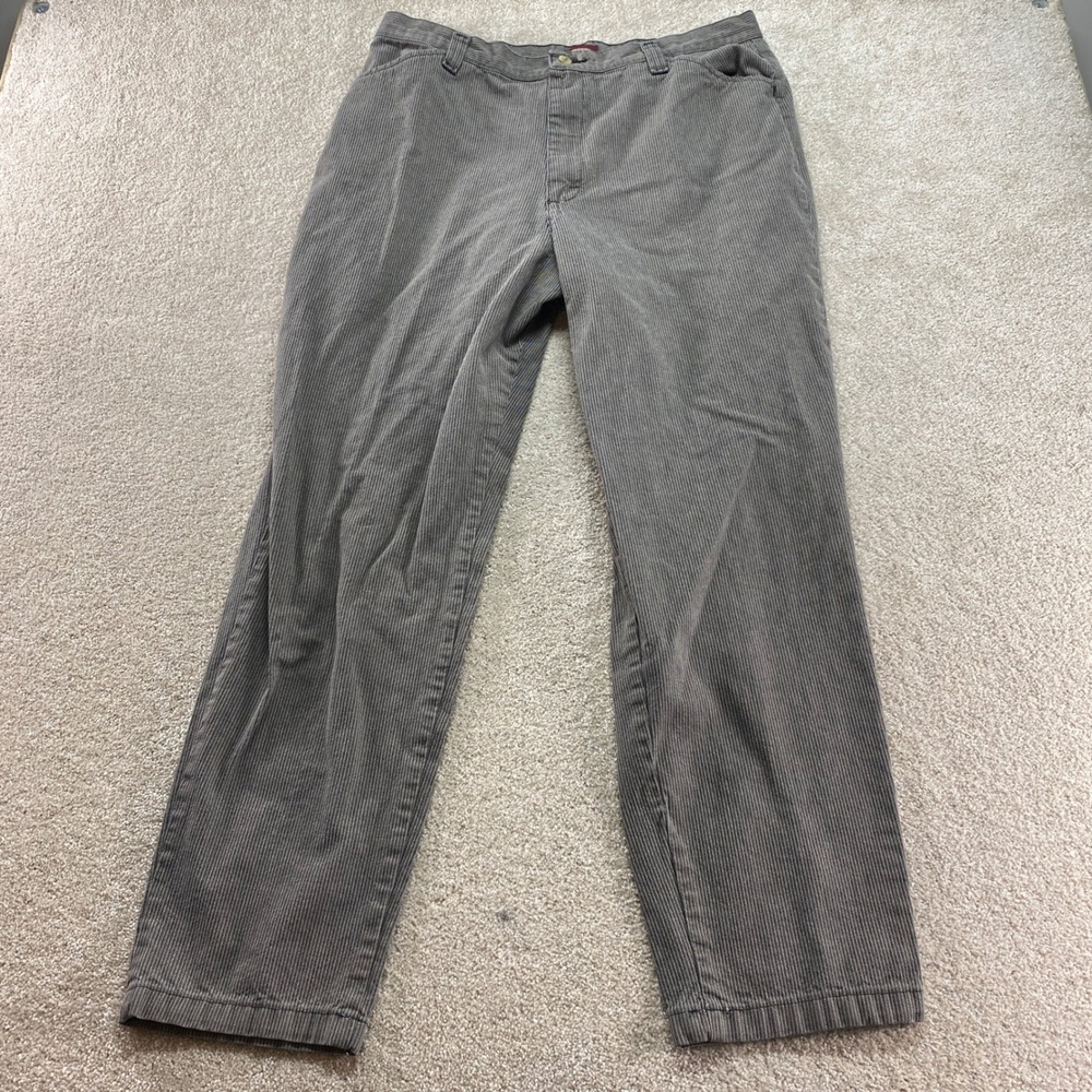 Riders Casuals Pants Mens 18M Grey Pinstripe Cotton Straight Leg Corduroy‎